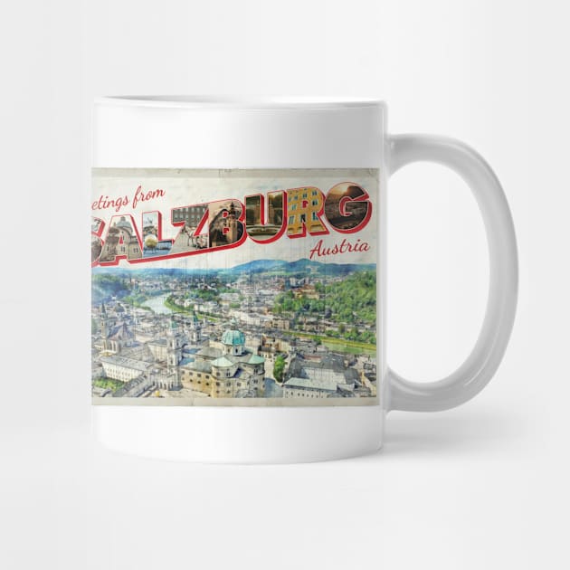 Greetings from Salzburg in Austria Vintage style retro souvenir by DesignerPropo